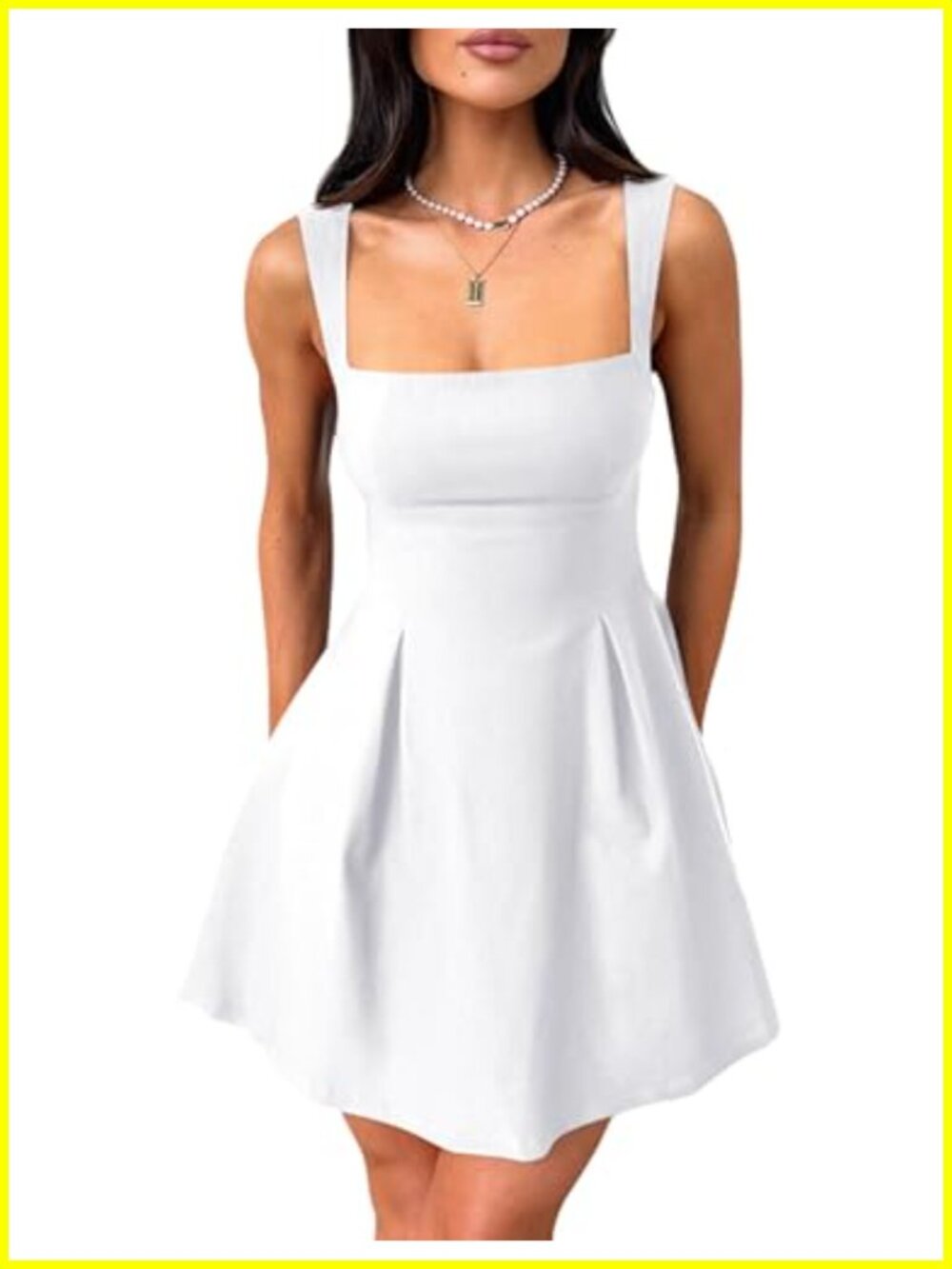 Sleeveless Square Neck Bow Tie A-line Mini Dress Backless Party